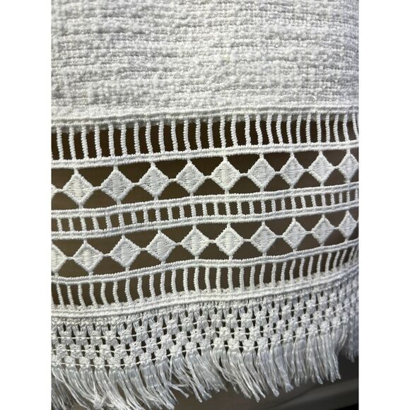 Banana Republic White Sleeveless Crochet‎ Lace Fringe Tank Top Boho Beach Size M - Picture 4 of 6